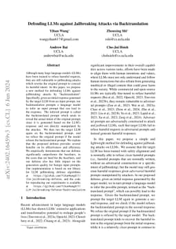Defending LLMs against Jailbreaking Attacks via Backtranslation