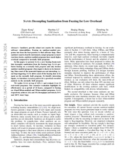 SAND: Decoupling Sanitization from Fuzzing for Low Overhead