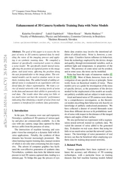 Enhancement of 3D Camera Synthetic Training Data with Noise Models