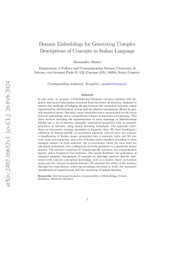 Domain Embeddings for Generating Complex Descriptions of Concepts in
  Italian Language