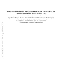 Towards Environmental Preference Based Speech Enhancement For
  Individualised Multi-Modal Hearing Aids