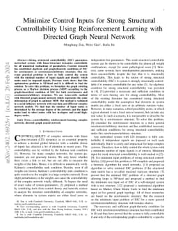 Minimize Control Inputs for Strong Structural Controllability Using
  Reinforcement Learning with Graph Neural Network