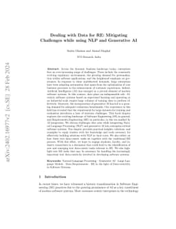Dealing with Data for RE: Mitigating Challenges while using NLP and
  Generative AI