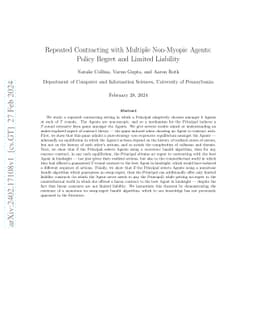 Repeated Contracting with Multiple Non-Myopic Agents: Policy Regret and
  Limited Liability