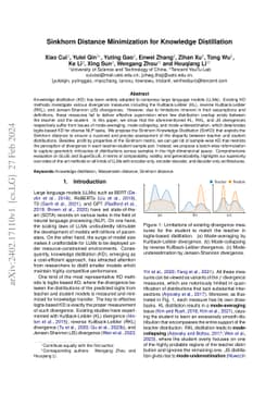 Sinkhorn Distance Minimization for Knowledge Distillation