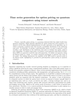 Time series generation for option pricing on quantum computers using
  tensor network
