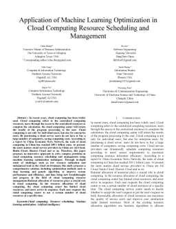 Application of Machine Learning Optimization in Cloud Computing Resource
  Scheduling and Management