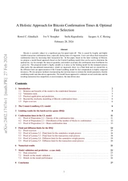 A Holistic Approach for Bitcoin Confirmation Times & Optimal Fee
  Selection