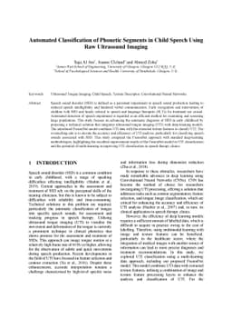 Automated Classification of Phonetic Segments in Child Speech Using Raw
  Ultrasound Imaging