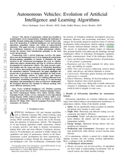 Autonomous Vehicles: Evolution of Artificial Intelligence and Learning
  Algorithms