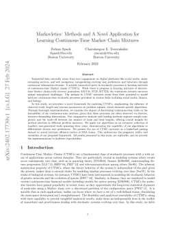 Markovletics: Methods and A Novel Application for Learning
  Continuous-Time Markov Chain Mixtures