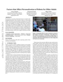 Factors that Affect Personalization of Robots for Older Adults