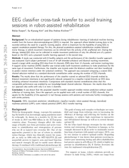 EEG classifier cross-task transfer to avoid training sessions in
  robot-assisted rehabilitation