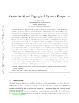 Generative AI and Copyright: A Dynamic Perspective
