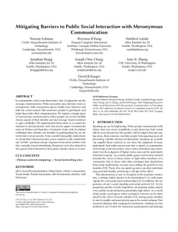 Mitigating Barriers to Public Social Interaction with Meronymous
  Communication