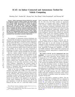 ICAT: An Indoor Connected and Autonomous Testbed for Vehicle Computing