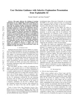 User Decision Guidance with Selective Explanation Presentation from
  Explainable-AI