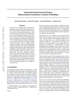 Autoencoder-based General Purpose Representation Learning for Customer Embedding