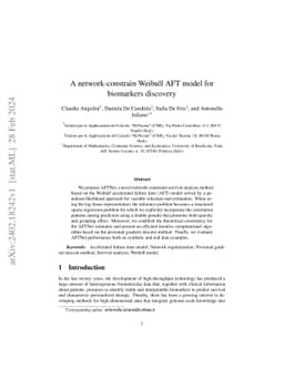 A network-constrain Weibull AFT model for biomarkers discovery