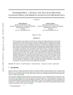 SuperdropNet: a Stable and Accurate Machine Learning Proxy for
  Droplet-based Cloud Microphysics
