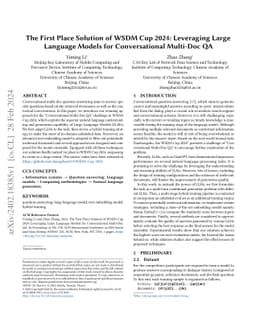 The First Place Solution of WSDM Cup 2024: Leveraging Large Language
  Models for Conversational Multi-Doc QA