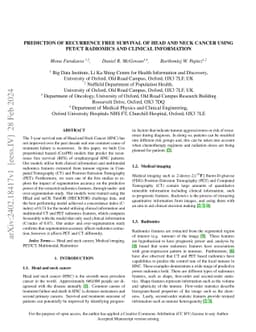 Prediction of recurrence free survival of head and neck cancer using
  PET/CT radiomics and clinical information