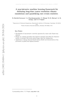 A non-intrusive machine learning framework for debiasing long-time
  coarse resolution climate simulations and quantifying rare events statistics