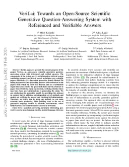 Verif.ai: Towards an Open-Source Scientific Generative
  Question-Answering System with Referenced and Verifiable Answers