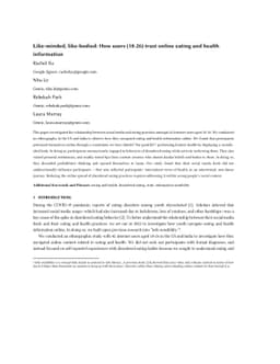 Like-minded, like-bodied: How users (18-26) trust online eating and
  health information