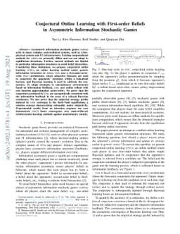 Conjectural Online Learning with First-order Beliefs in Asymmetric
  Information Stochastic Games
