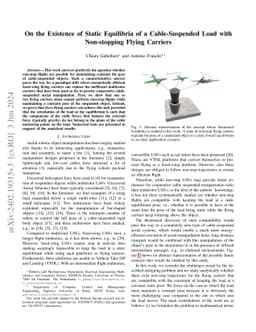 On the Existence of Static Equilibria of a Cable-Suspended Load with
  Non-stopping Flying Carriers