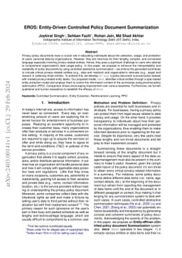 EROS: Entity-Driven Controlled Policy Document Summarization