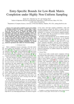 Entry-Specific Bounds for Low-Rank Matrix Completion under Highly
  Non-Uniform Sampling