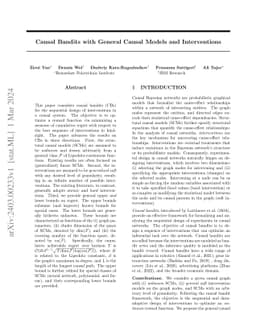 Causal Bandits with General Causal Models and Interventions