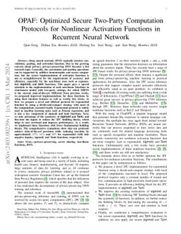 OPAF: Optimized Secure Two-Party Computation Protocols for Nonlinear
  Activation Functions in Recurrent Neural Network