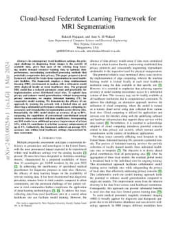 Cloud-based Federated Learning Framework for MRI Segmentation