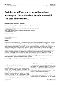 Deciphering diffuse scattering with machine learning and the equivariant
  foundation model: The case of molten FeO