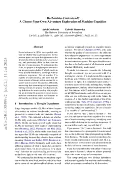 Do Zombies Understand? A Choose-Your-Own-Adventure Exploration of
  Machine Cognition