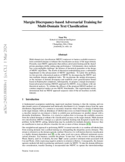 Margin Discrepancy-based Adversarial Training for Multi-Domain Text
  Classification