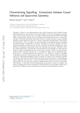 Characterizing Signalling: Connections between Causal Inference and
  Space-time Geometry