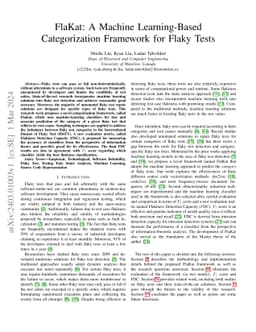 FlaKat: A Machine Learning-Based Categorization Framework for Flaky
  Tests