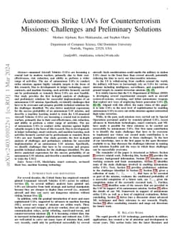 Autonomous Strike UAVs for Counterterrorism Missions: Challenges and
  Preliminary Solutions