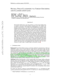 Neural Field Classifiers via Target Encoding and Classification Loss