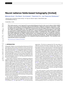 Neural radiance fields-based holography [Invited]