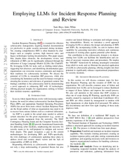 Employing LLMs for Incident Response Planning and Review