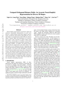 Unsigned Orthogonal Distance Fields: An Accurate Neural Implicit
  Representation for Diverse 3D Shapes