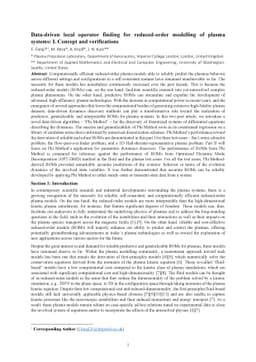 Data-driven local operator finding for reduced-order modelling of plasma
  systems: I. Concept and verifications