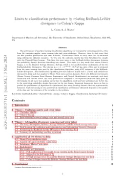 Limits to classification performance by relating Kullback-Leibler
  divergence to Cohen's Kappa