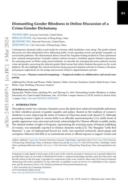 Dismantling Gender Blindness in Online Discussion of a Crime/Gender
  Dichotomy