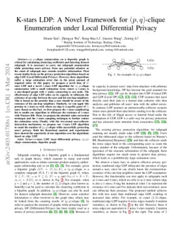 K-stars LDP: A Novel Framework for (p, q)-clique Enumeration under Local
  Differential Privacy
